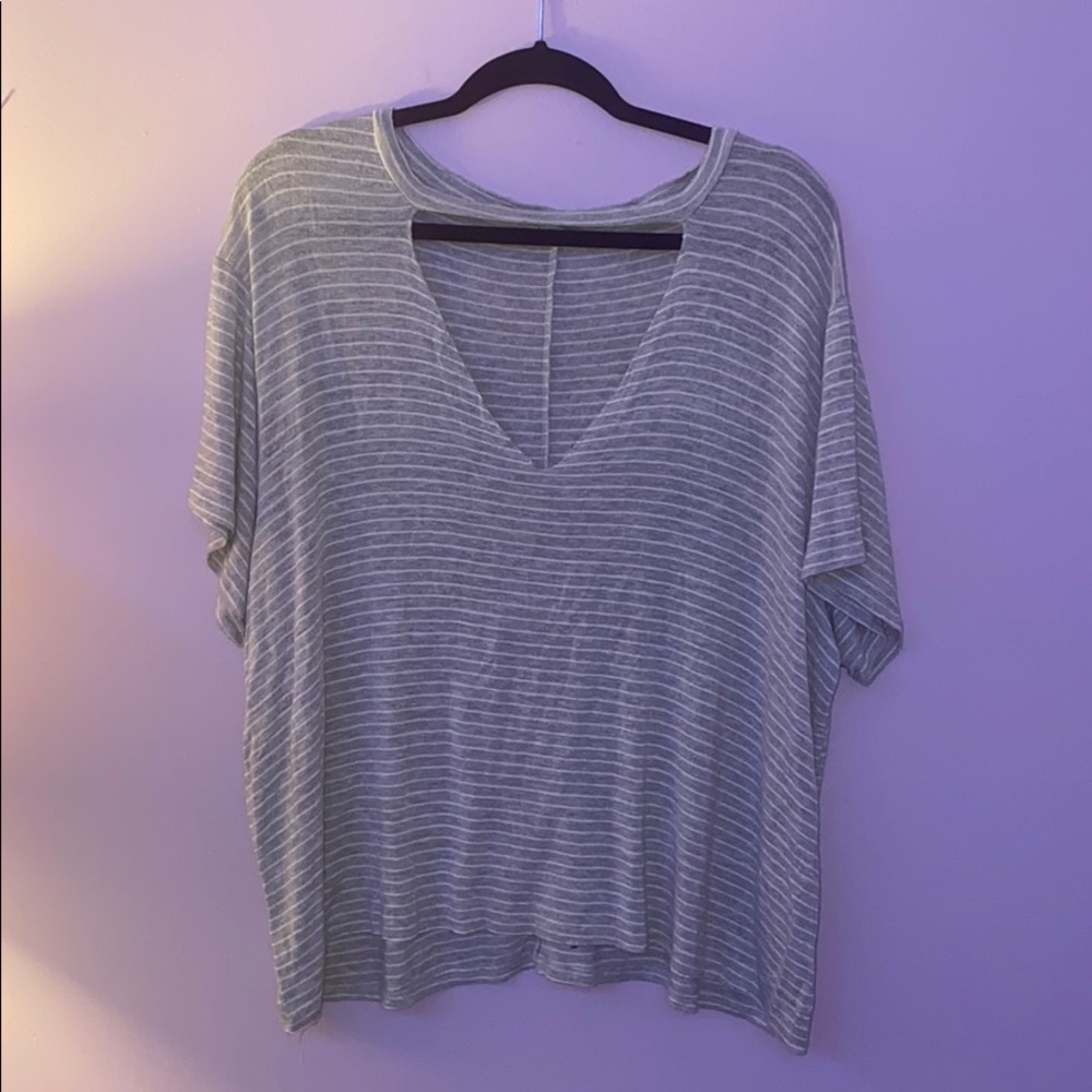 Charlotte Russe low striped V- neck